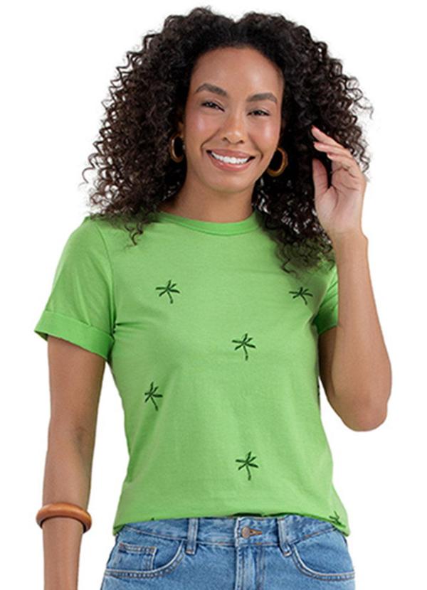 Rezzato - T-Shirt Palm Trees Adulto Feminino Verde