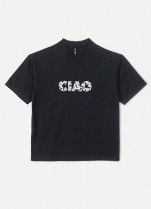 Authoria - T-Shirt Preta Ciao com Predrarias Preto - AUTHORIA