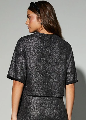 Authoria - T-Shirt Preta de Lurex Preto - AUTHORIA