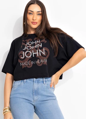 John John - T-Shirt  Preto - JOHN JOHN