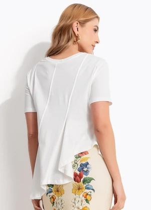 Farm - T-Shirt Recortes Assimétricos Off White - FARM
