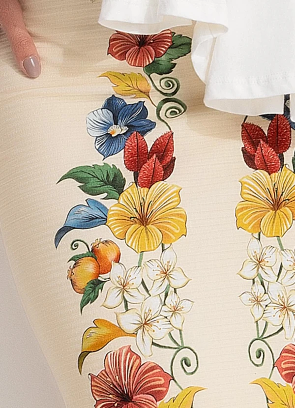 Farm - T-Shirt Recortes Assimétricos Off White 7