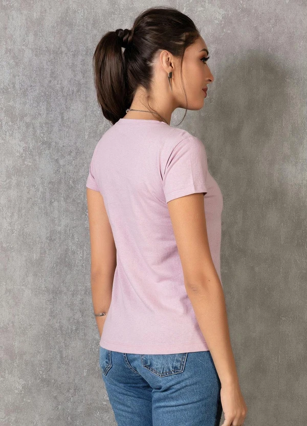 Moda Pop - T-Shirt Rosa Claro com Estampa Frontal 4