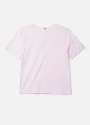 Authoria - T-Shirt Rosa com Pedrarias na Gola Rosa - AUTHORIA