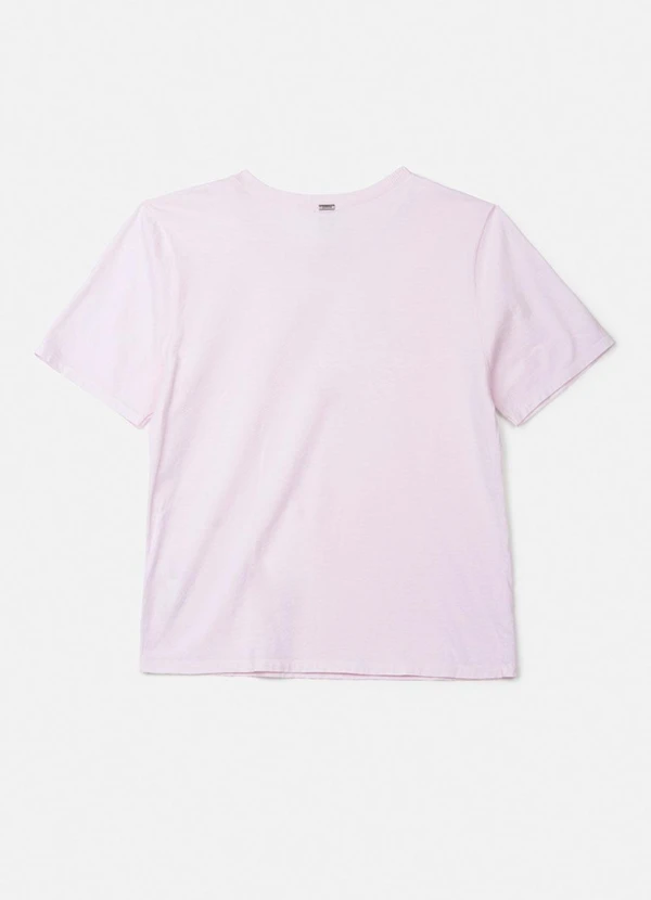 Authoria - T-Shirt Rosa com Pedrarias na Gola Rosa 2