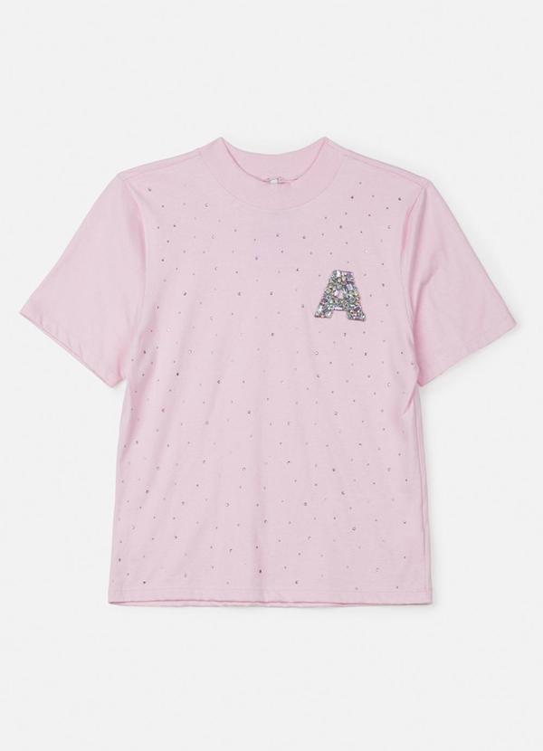 Authoria - T-Shirt Rosa com Pedrarias Rosa 1