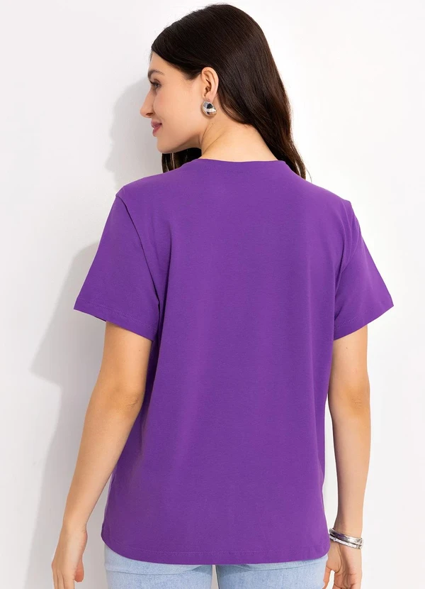 Disney - T-Shirt Roxo em Malha de Algodão Penteado 2