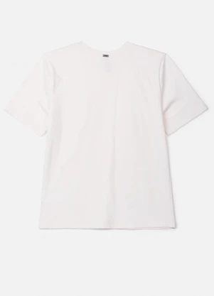 Authoria - T-Shirt Slim Off com Aplicação de Laços Branco - AUTHORIA