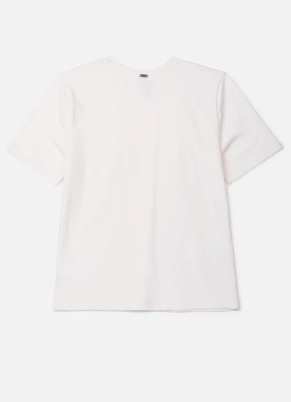 Authoria - T-Shirt Slim Off com Aplicação de Laços Branco 2