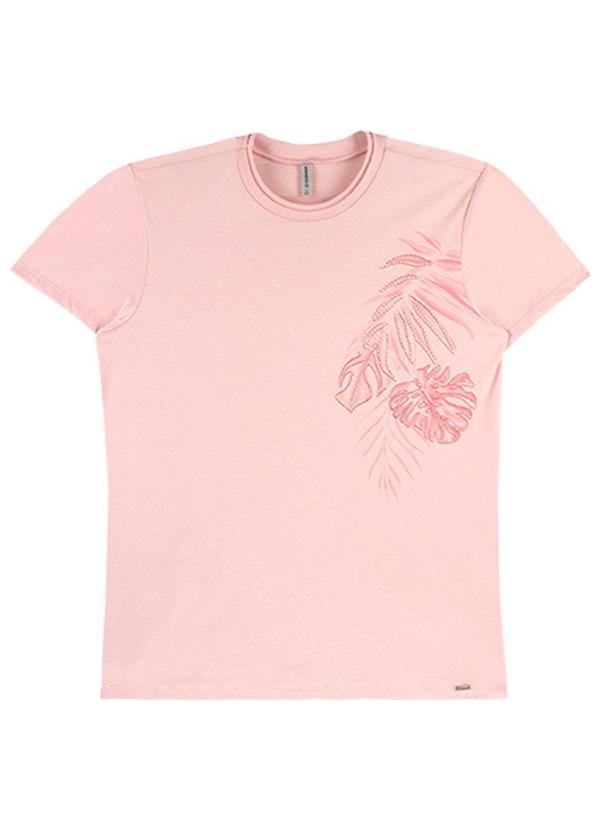 Rezzato - T-Shirt Summer Leaves Adulto Feminino Rosa