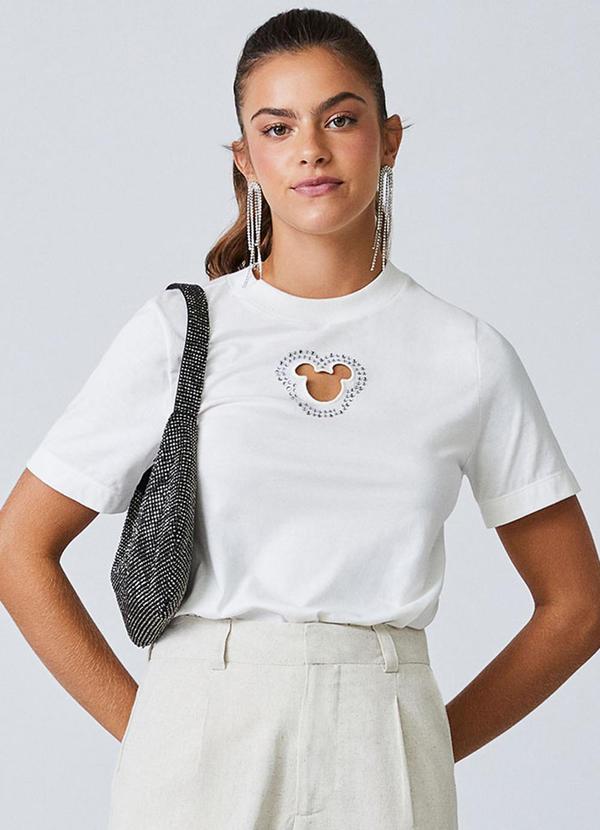 Authoria - T-Shirt Vazada do Mickey com Strass Pérola