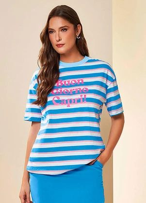 Doce Trama - T-Shirt Veraneio Estampada Listrado - DOCE TRAMA