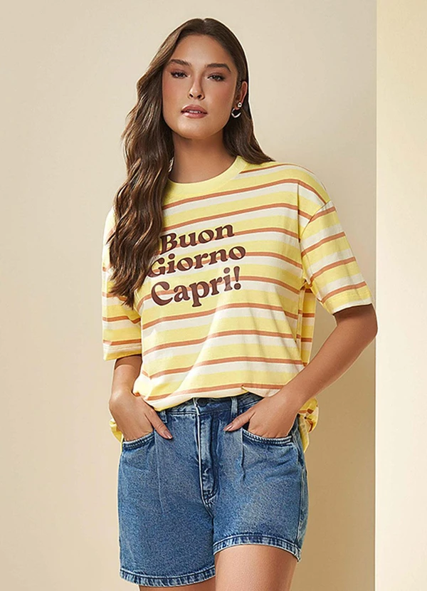 Doce Trama - T-Shirt Veraneio Estampada Listrado