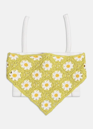 Authoria - Top com Detalhe de Crochê Floral Verde - AUTHORIA