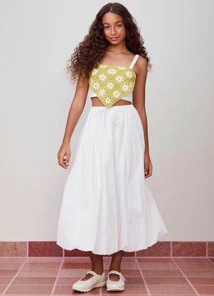Authoria - Top com Detalhe de Crochê Floral Verde - AUTHORIA