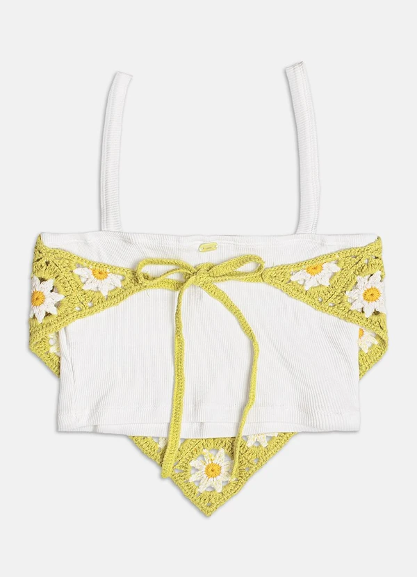 Authoria - Top com Detalhe de Crochê Floral Verde 2