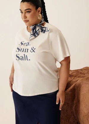 Elegance - Tshirt com Lenço no Pescoço Off White - ELEGANCE