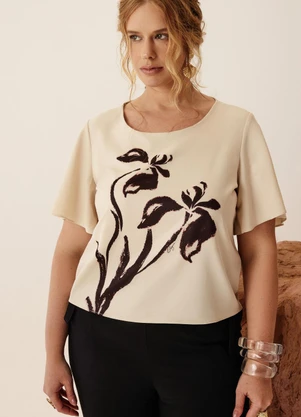 Elegance - Tshirt com Manga Ampla e Abertura Summer Resort - ELEGANCE