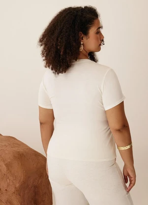 Elegance - Tshirt Diamond com Estampa na Frente Off White - ELEGANCE
