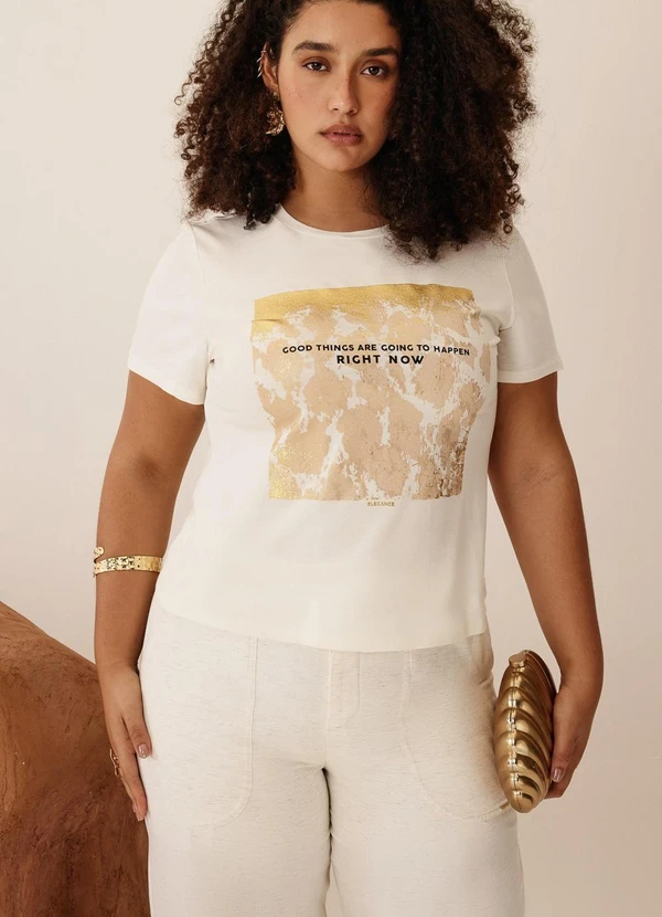 Elegance - Tshirt Diamond com Estampa na Frente Off White