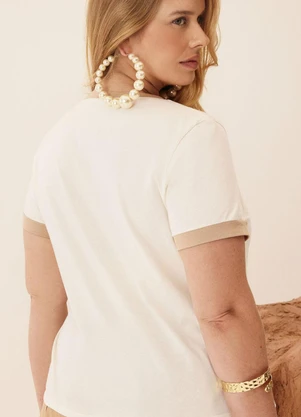 Elegance - Tshirt Estampa Frontal Off White c/ Bege - ELEGANCE