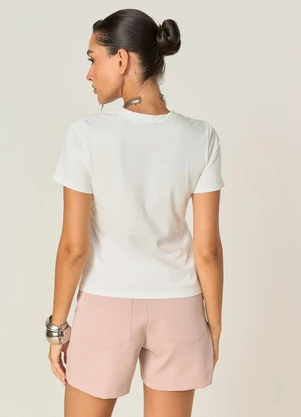 Elegance - Tshirt Manga Curta com Gola Canoa Off White - ELEGANCE