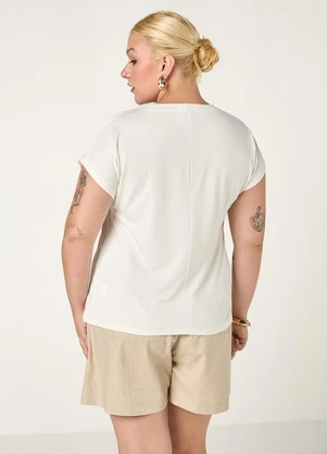 Elegance - Tshirt Manga Morcego com Estamparia Off White - ELEGANCE
