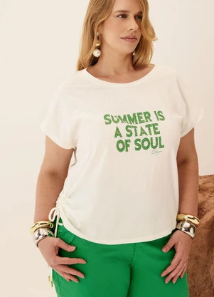 Elegance - Tshirt Manga Morcego com Tunel Lateral Off White - ELEGANCE