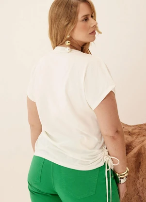Elegance - Tshirt Manga Morcego com Tunel Lateral Off White - ELEGANCE