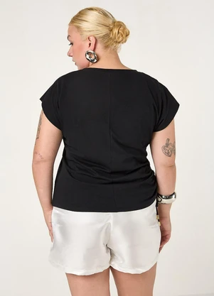 Elegance - Tshirt Manga Morcego com Tunel Lateral Preto - ELEGANCE