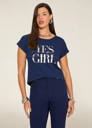 Elegance - Tshirt Mullet com Estampa Azul Marinho Classic - ELEGANCE