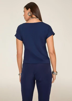 Elegance - Tshirt Mullet com Estampa Azul Marinho Classic - ELEGANCE
