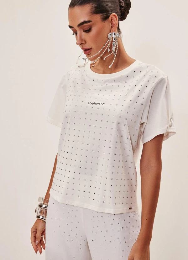 Elegance - Tshirt Regular com Estampa Off White
