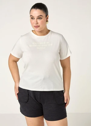 Elegance - Tshirt Reta com Estamparia Frontal Off White - ELEGANCE