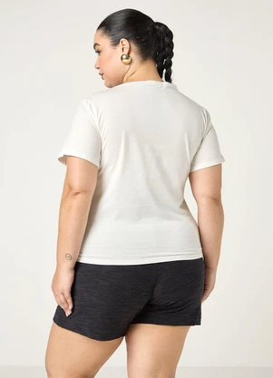 Elegance - Tshirt Reta com Estamparia Frontal Off White - ELEGANCE