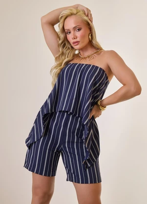 Naguchi - Blusa Assimetrica Listrada Legion Blue  - NAGUCHI