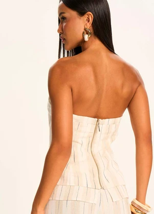 Doce Trama - Blusa Feminina Tomara que Caia em Linho Branco - DOCE TRAMA