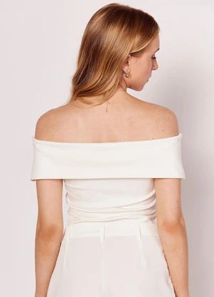 Sofie - Blusa Ombro a Ombro com Dobra Larga Branco - SOFIE