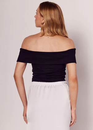 Sofie - Blusa Ombro a Ombro com Dobra Larga Preto - SOFIE