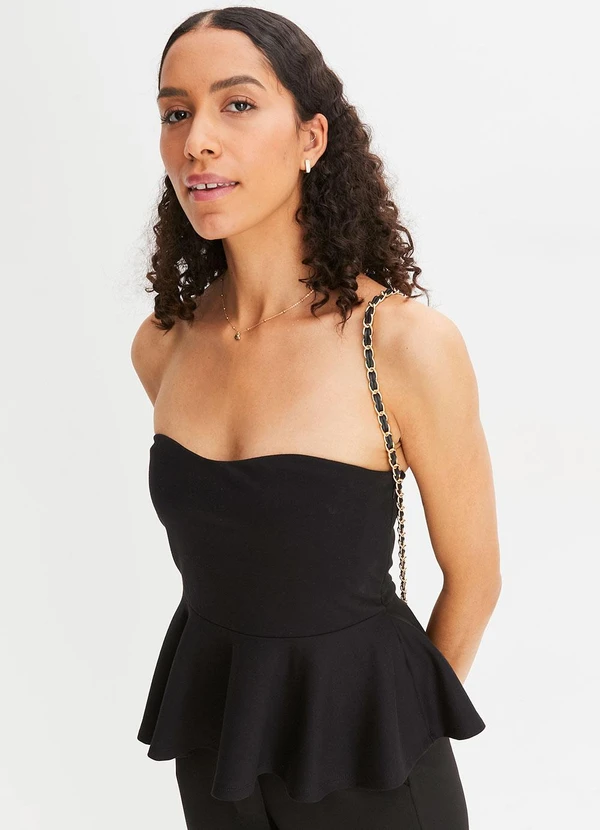 bonprix - Blusa Preta em Malha Crepe