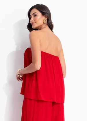 Farm - Blusa sem Alça Texturizada Vermelho - FARM