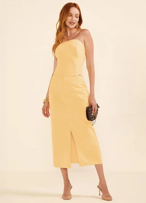 Marialícia - Blusa Tomara que Caia Feminina Amarelo - MARIALÍCIA