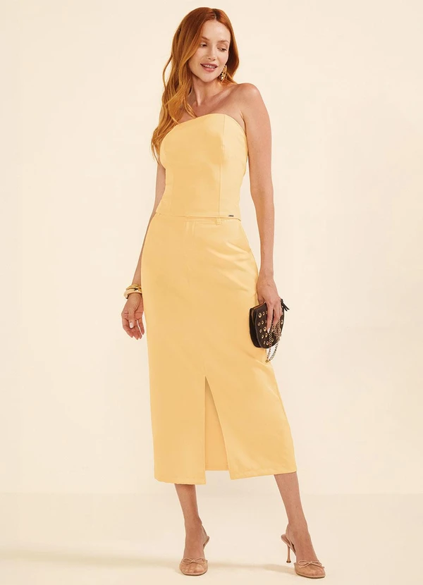 Marialícia - Blusa Tomara que Caia Feminina Amarelo 2