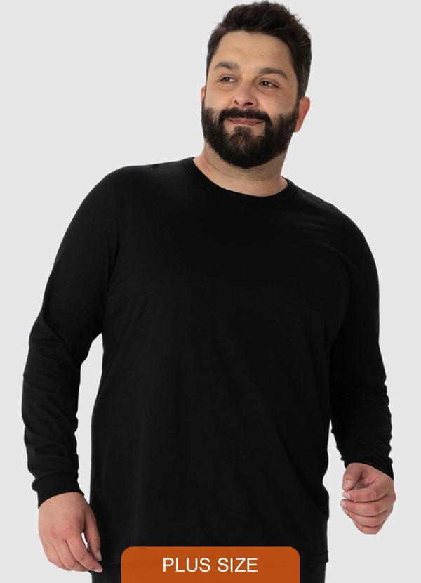 Malwee - Camiseta Masculina em Malha Plus Preto 1