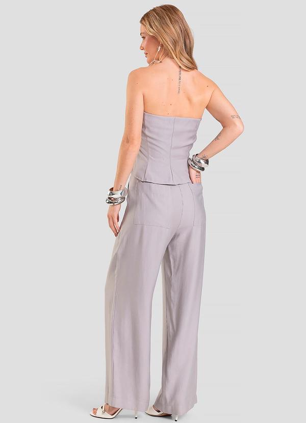 Dianna - Cropped Feminino em Tecido Alfaiataria Cinza 4