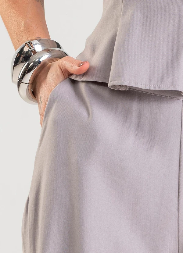 Dianna - Cropped Feminino em Tecido Alfaiataria Cinza 5