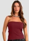 Dianna - Top Femimino em Ribana Cinza - variação: Vermelho