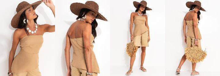 Top sem Ala Caramelo em Crepe Plano