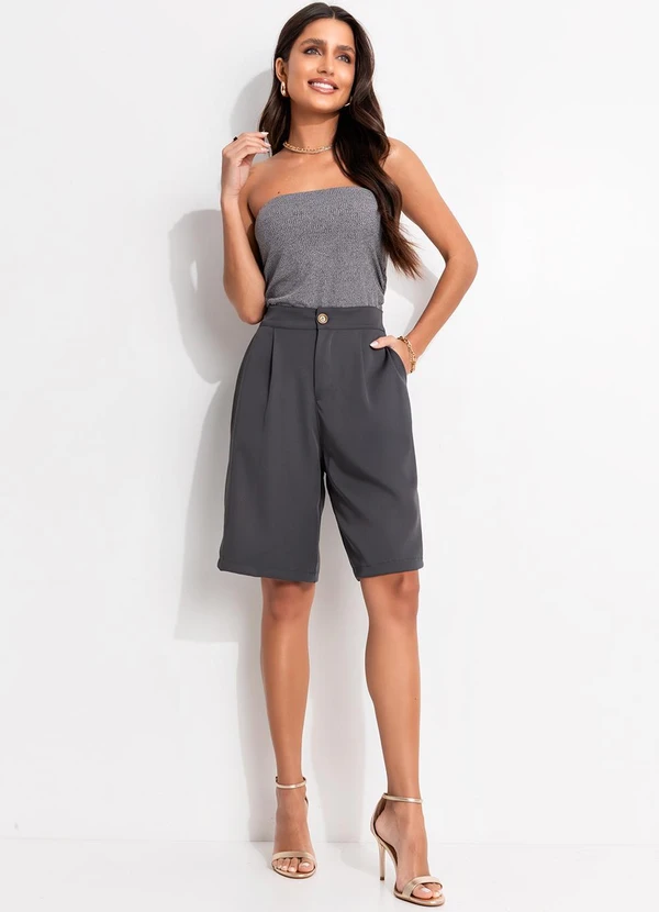 Bimini - Top sem Alça Franzido Lateral Cinza 6