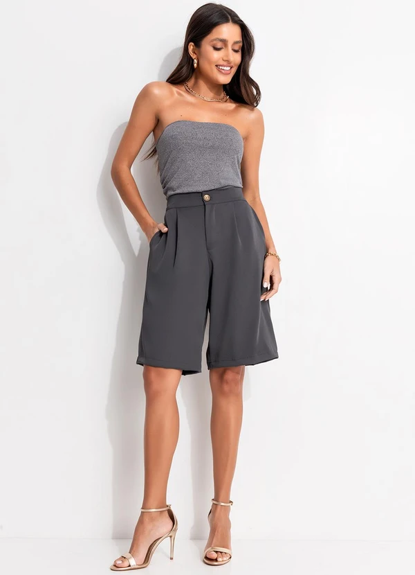 Bimini - Top sem Alça Franzido Lateral Cinza 7